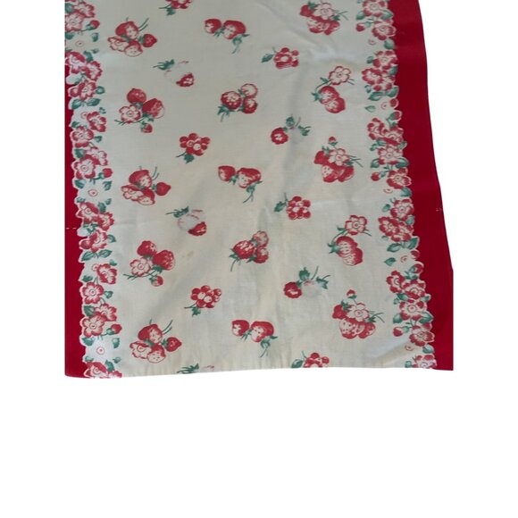 Vintage Cotton Table Runner With Red & Floral Strawberry Print 53"x14" Rectangul - Picture 2 of 7